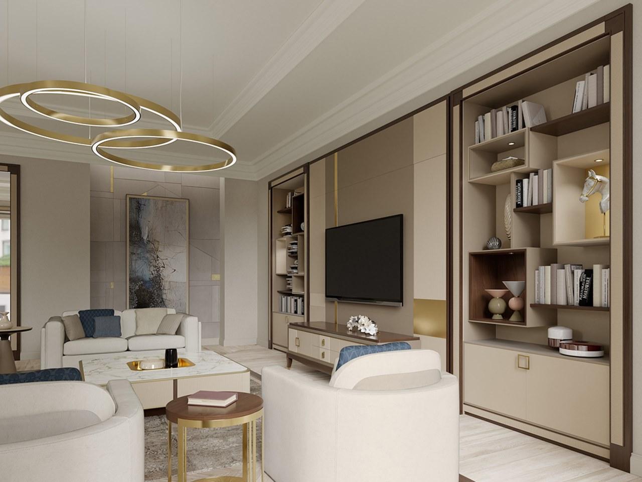 Custom wooden TV wall system | Pr.854.1 by Stella del Mobile