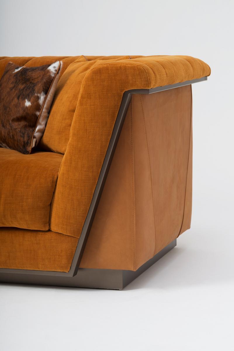 3 seater fabric and leather sofa | Fedro by Mantellassi 1926