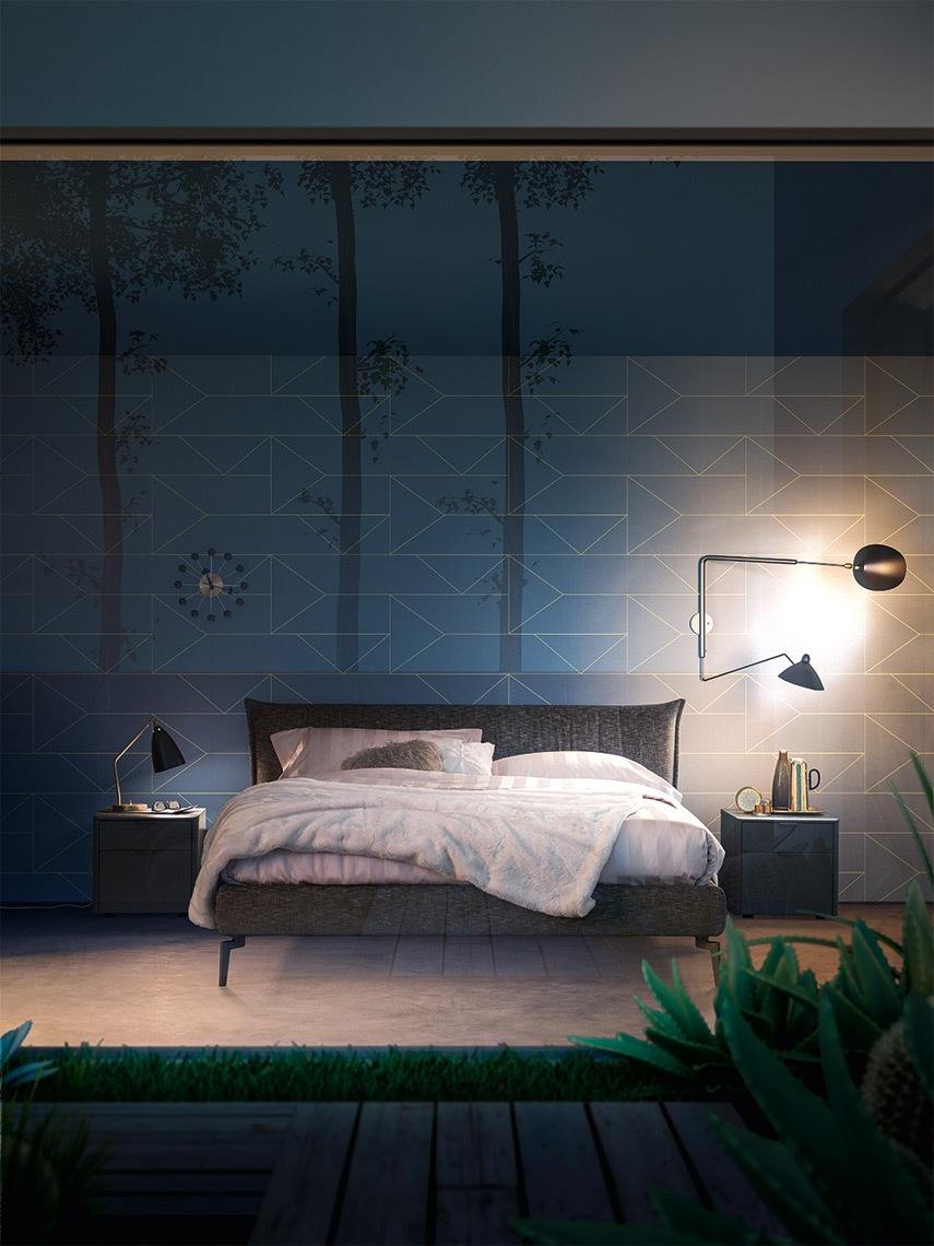 Fabric bed with upholstered headboard | Morrison by ALF Dafre
