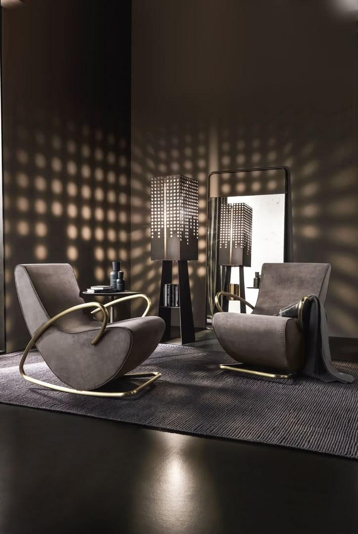 Rocking fabric armchair with armrests | Camilla by Cantori