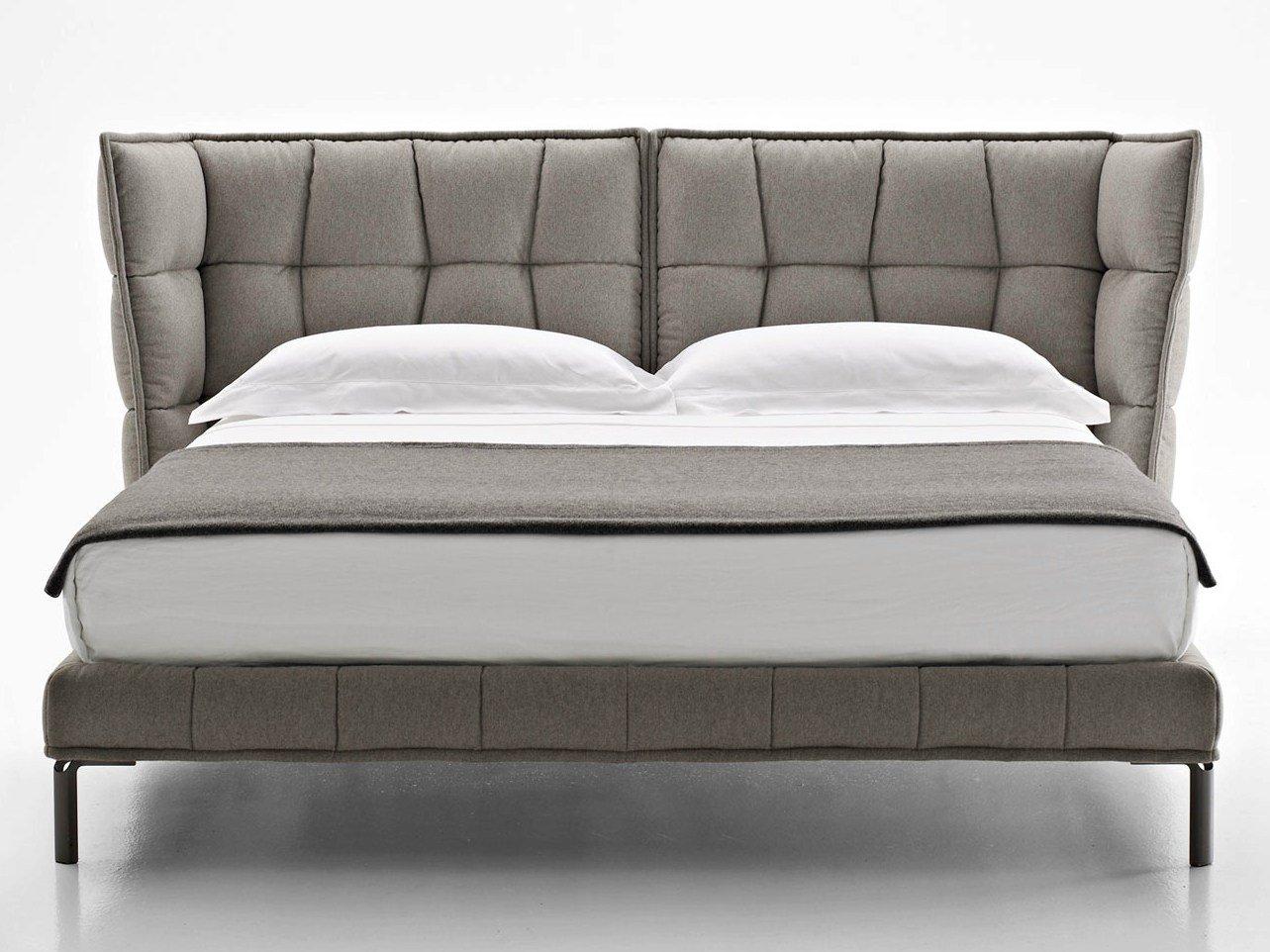 Fabric double bed with upholstered headboard | Husk by B&B Italia