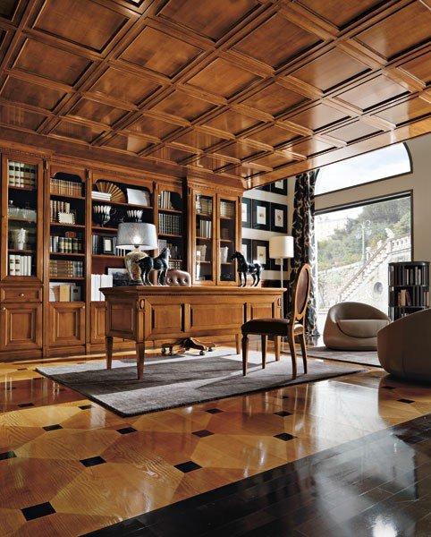 Wall-mounted custom cherry wood bookcase | Torino by Martini interiors