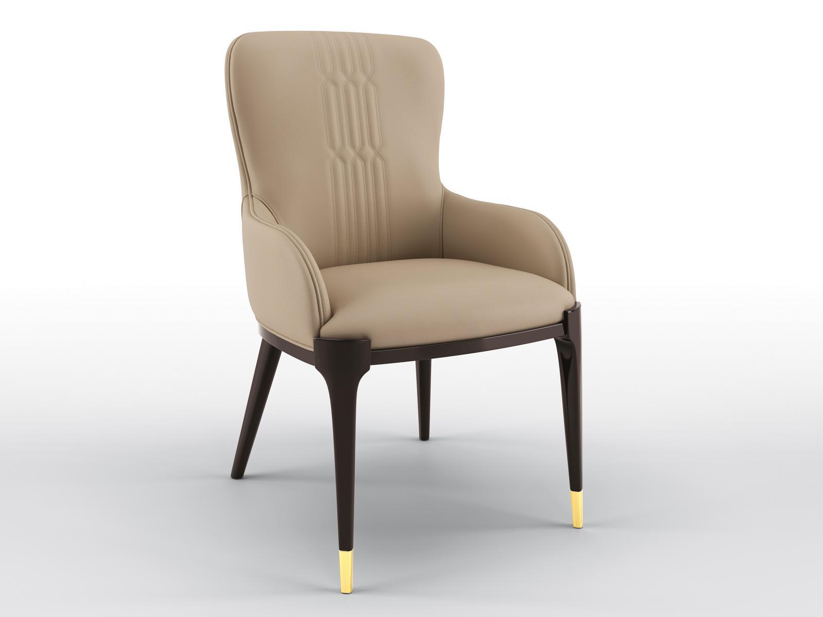 Upholstered leather chair with armrests | Celine by Bruno Zampa