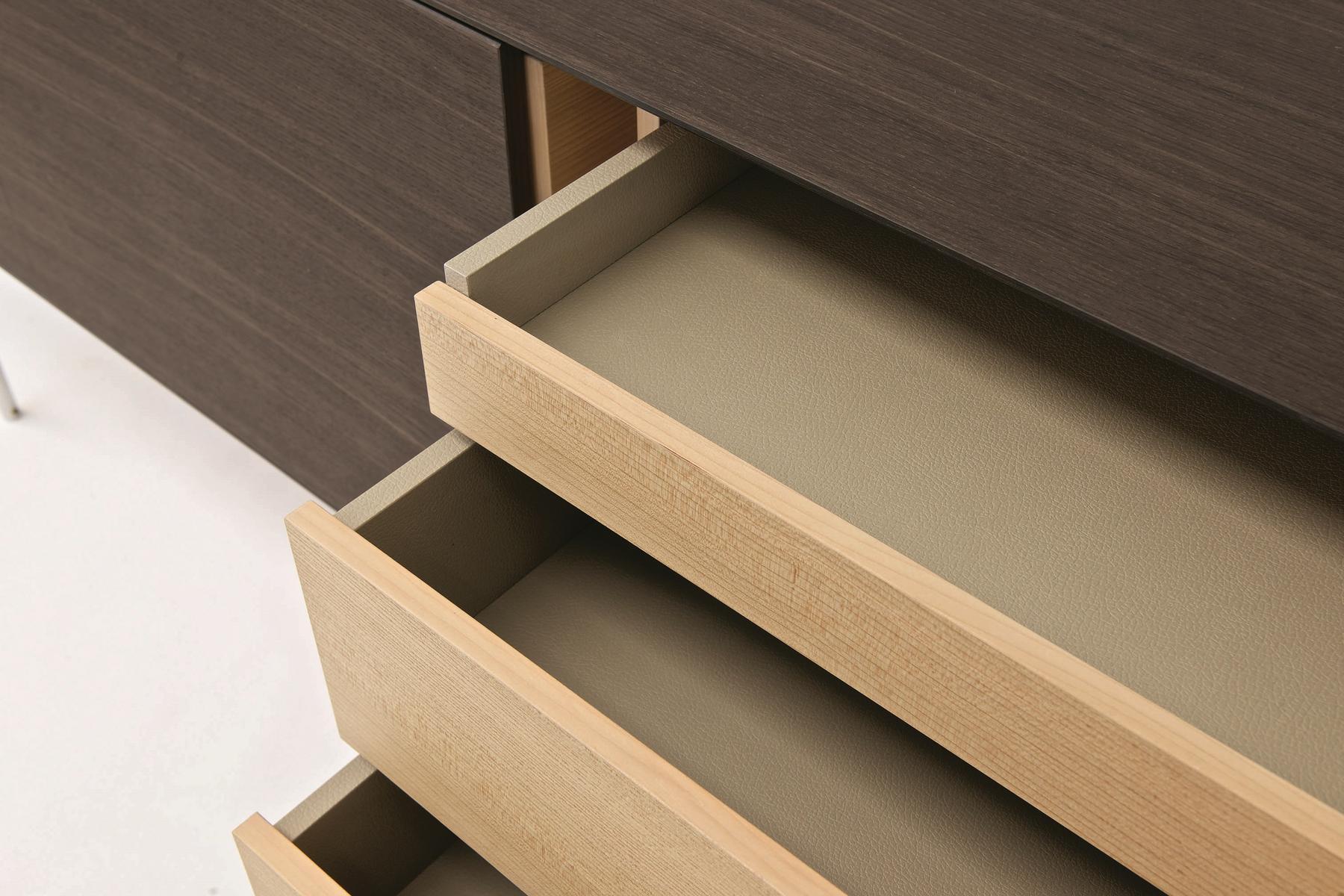 Suspended oak sideboard with doors | Linea by Riflessi