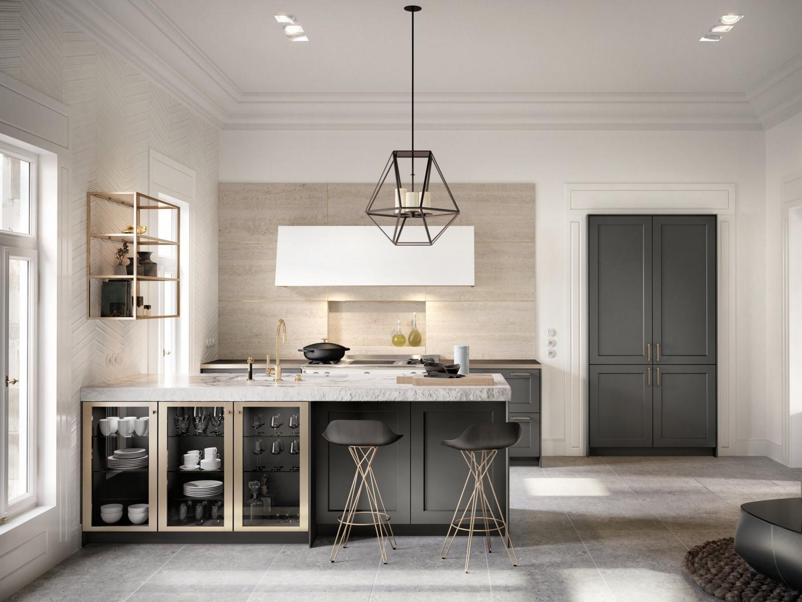 Steel and wood kitchen with peninsula Siematic Classic - Se 2002 Rf