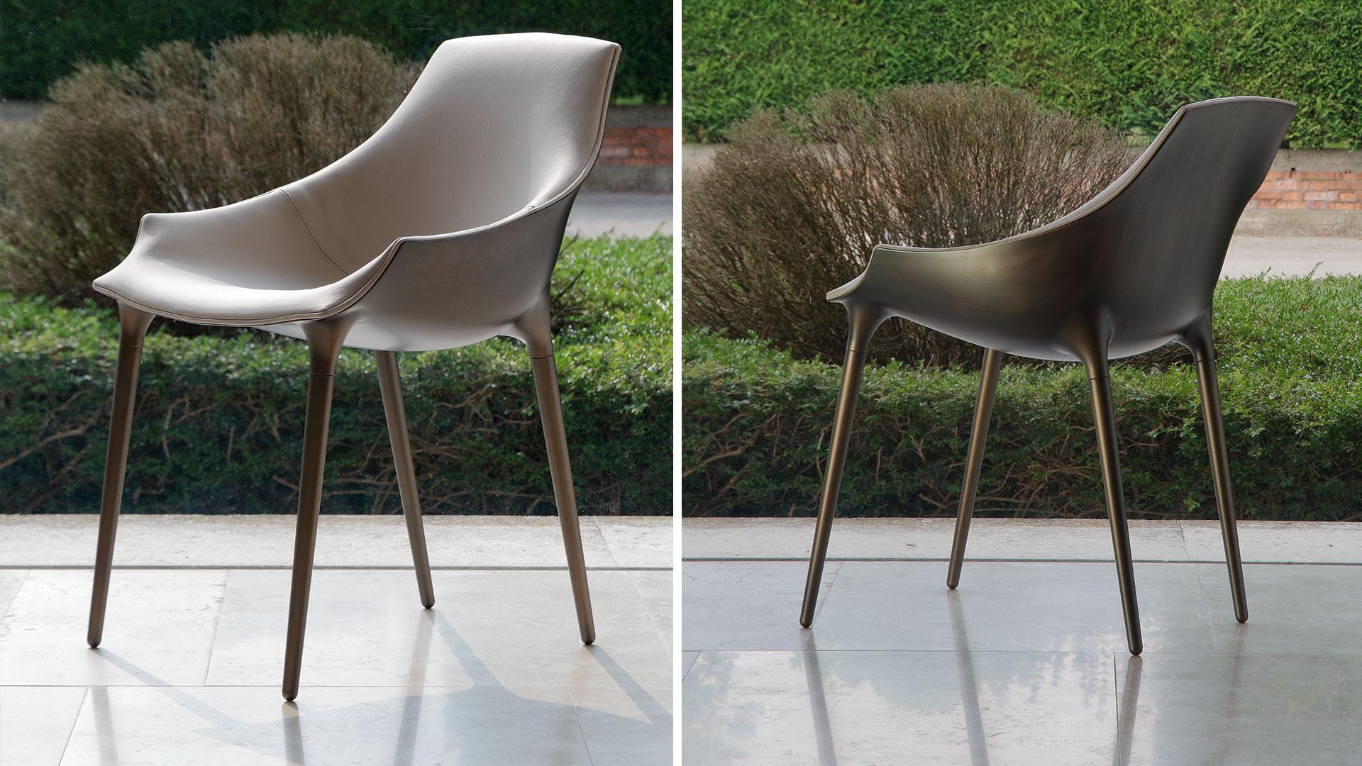 Upholstered leather chair with armrests | Milady by Reflex