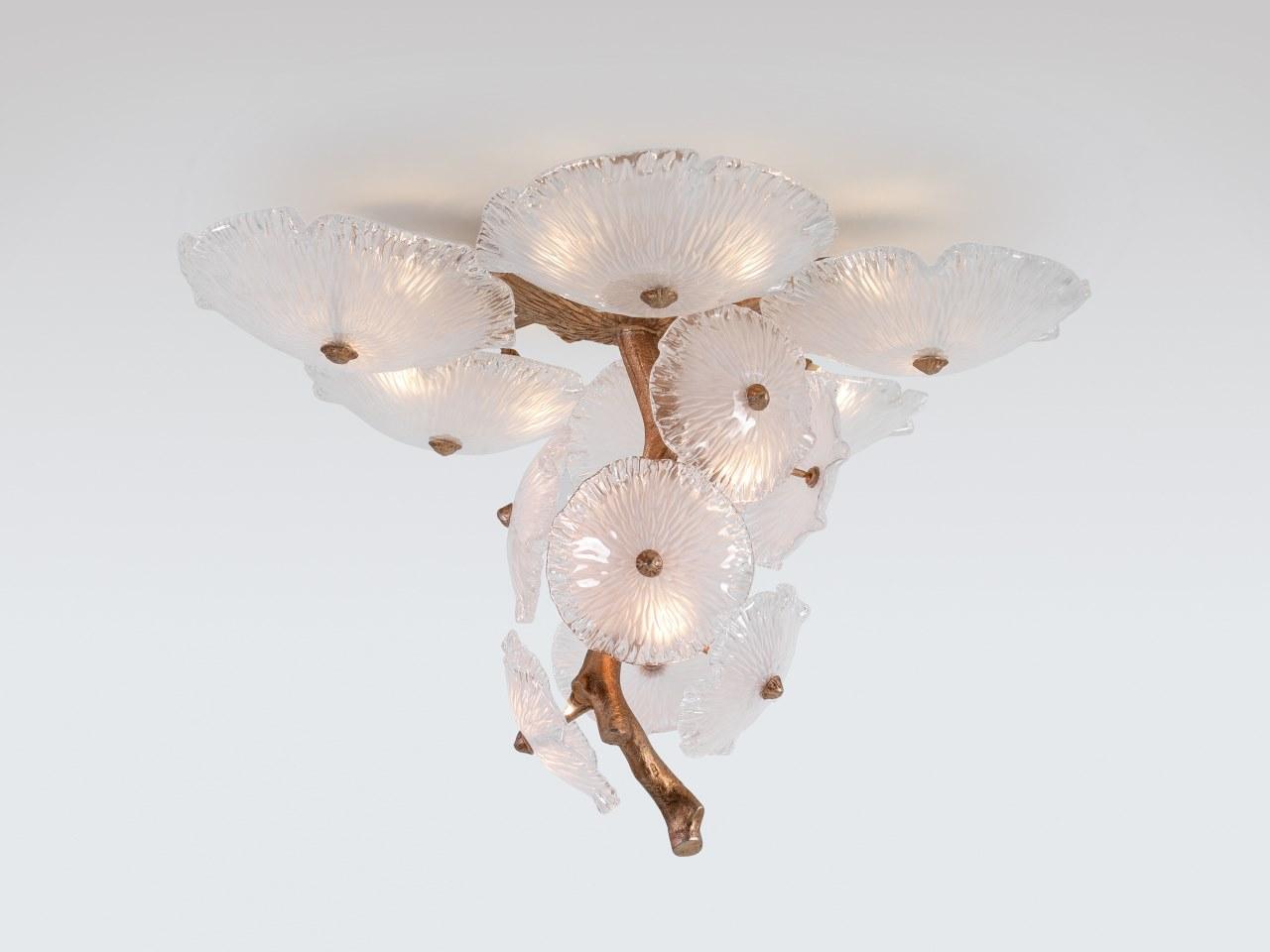 Handmade bronze ceiling lamp | Nenufar Ct3235/6 by Serip