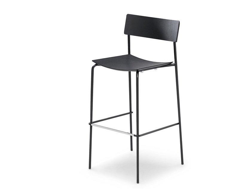 Wooden barstool with back | Mito H75 by Midj
