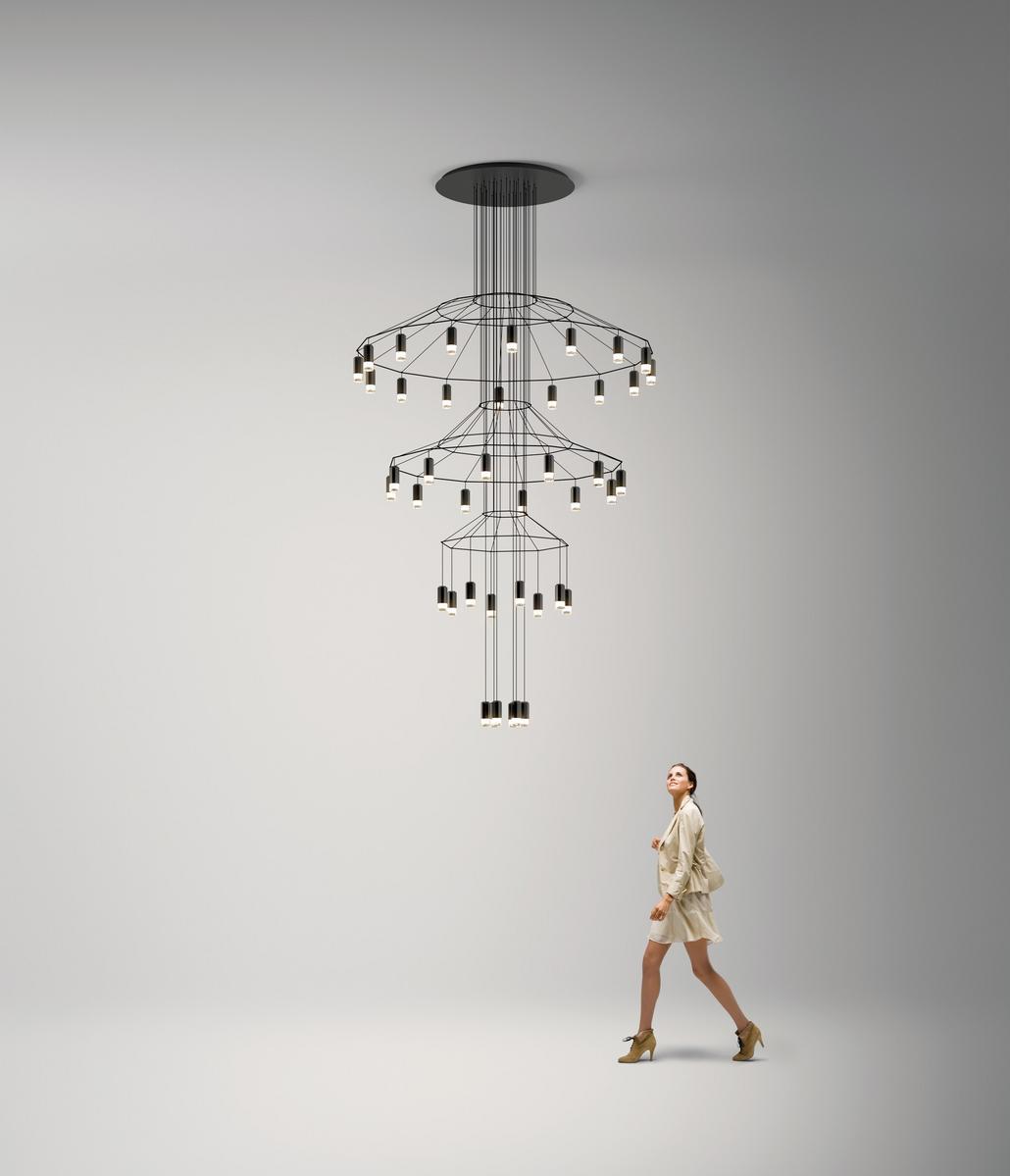 LED pendant lamp with dimmer | Wireflow Chandelier by Vibia