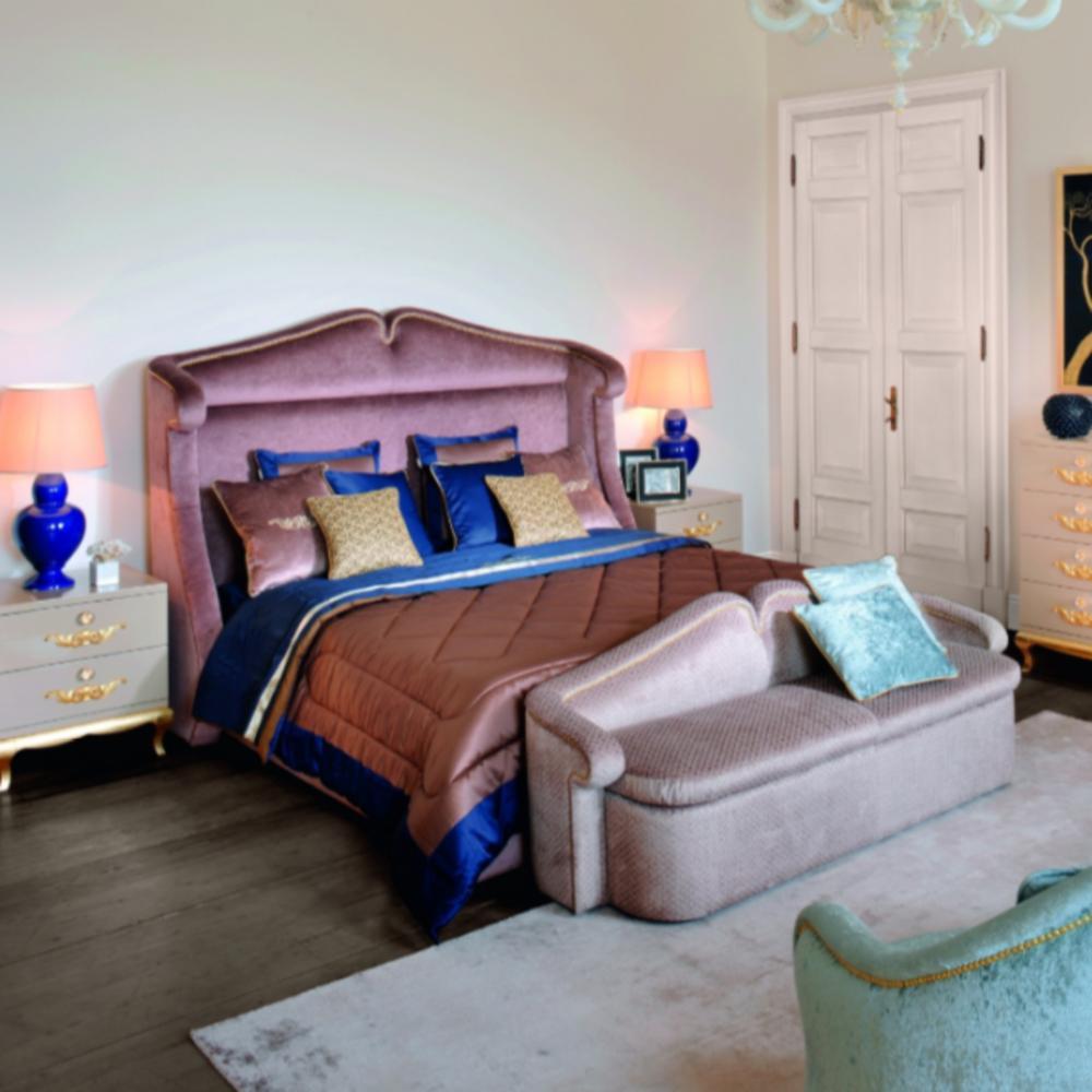 VERONA Velvet bed with upholstered headboard