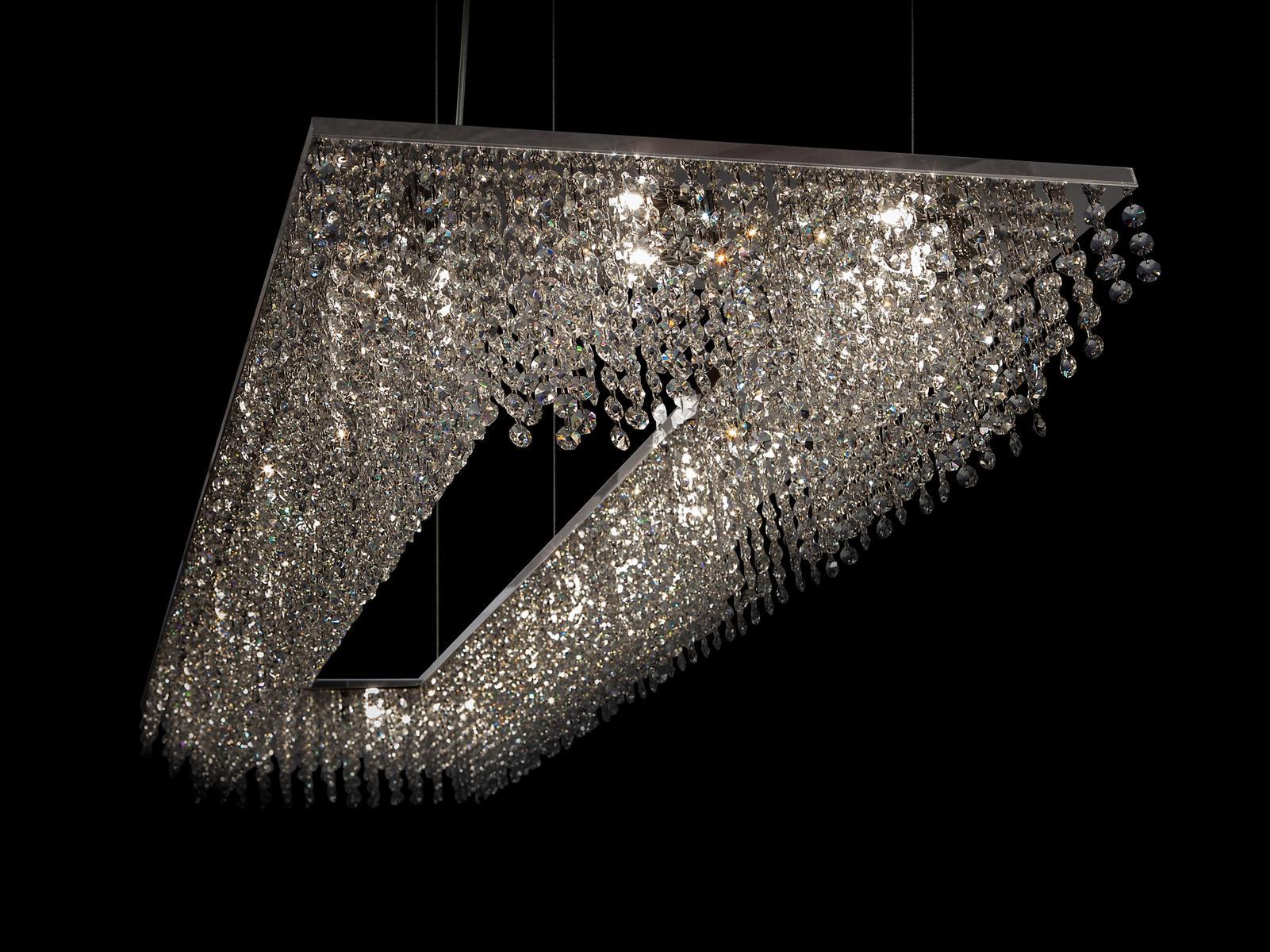 Metal pendant lamp with crystals | Sky Cycles Rectangle H16 by Ilfari