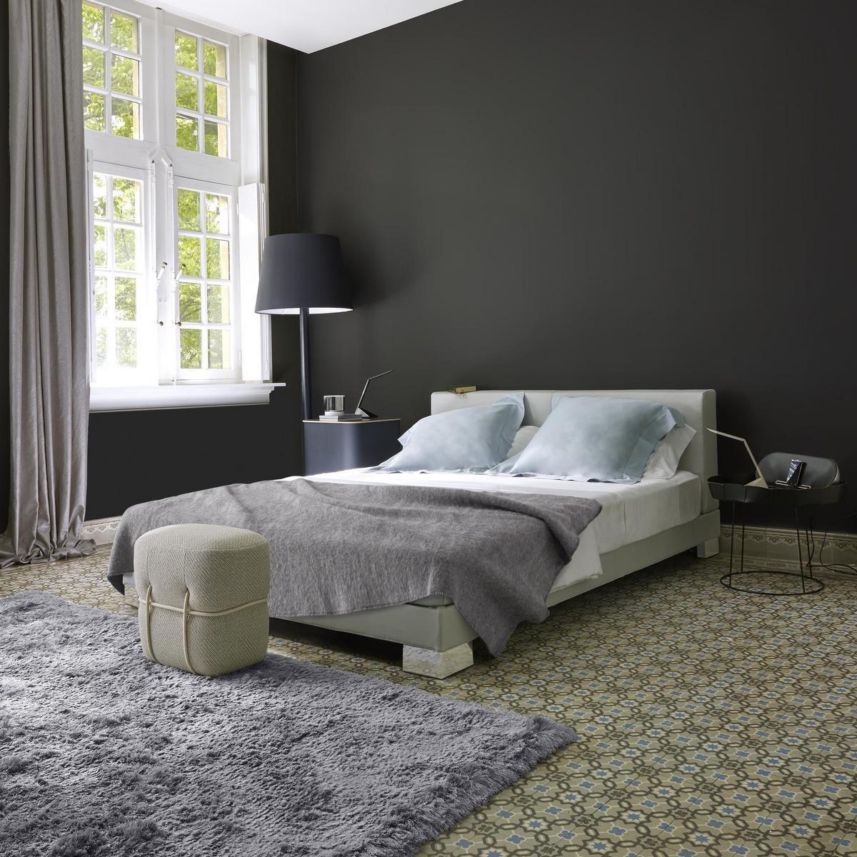 Fabric double bed with upholstered headboard | Anna by Ligne Roset