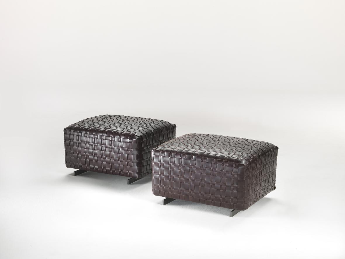 Upholstered leather pouf | Bangkok by Flexform