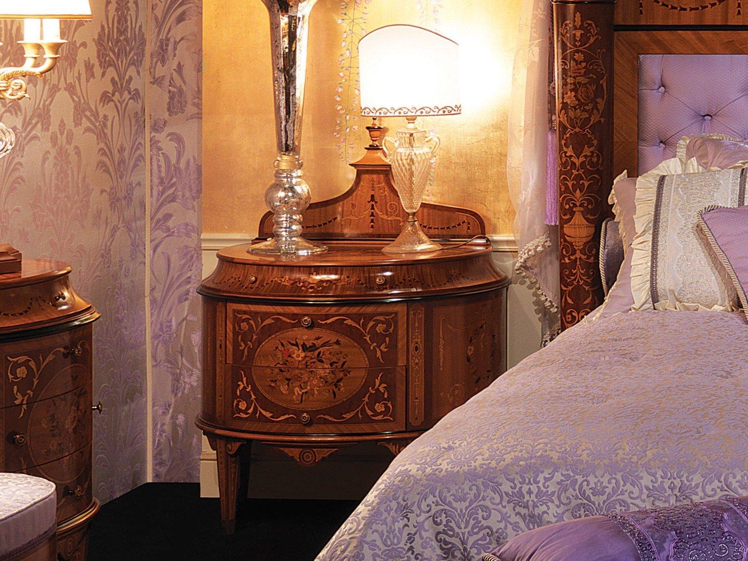 Rounded cherry wood bedside table with drawers | Stile Maggiolini by Ezio Bellotti