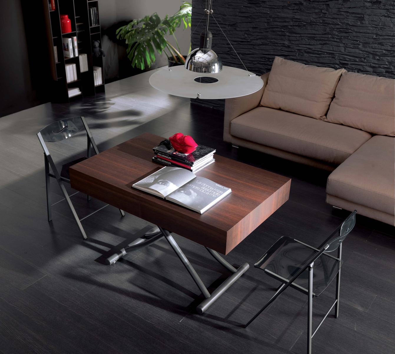 Height-adjustable wooden coffee table for living room | Box Legno by Ozzio Italia