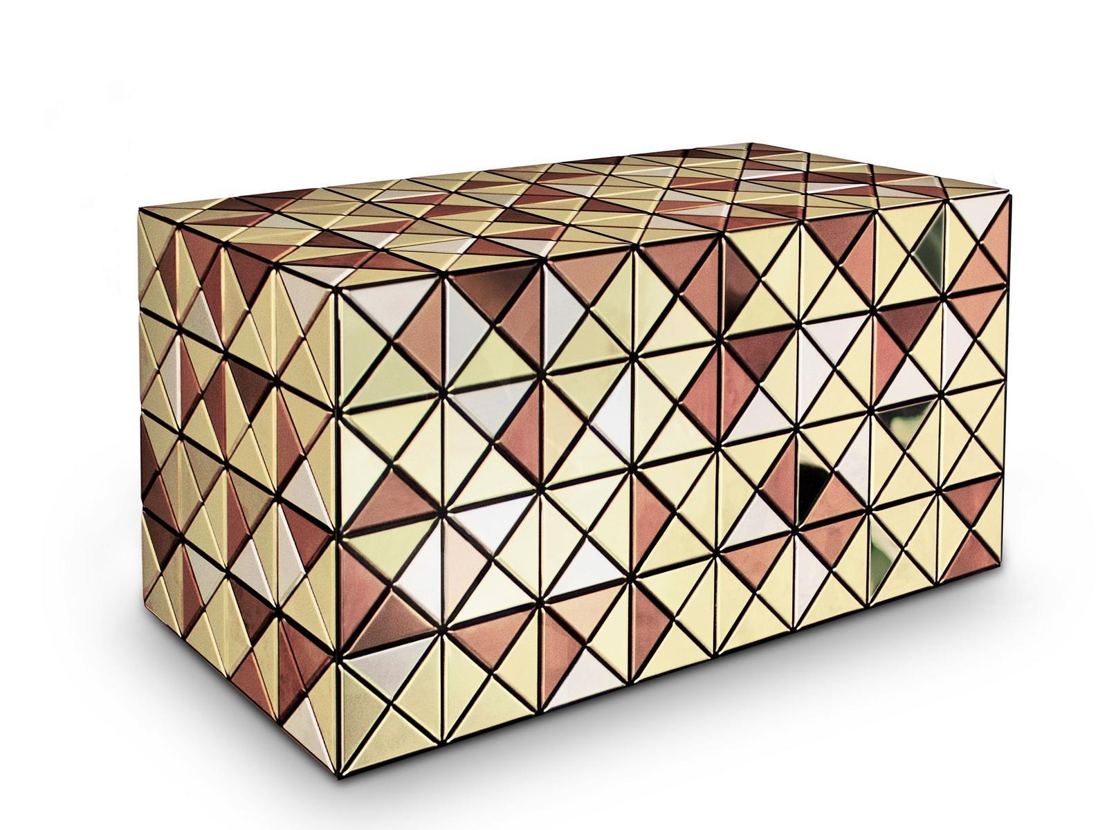 Rectangular aluminium bedside table with drawers | Pixel by Boca Do Lobo