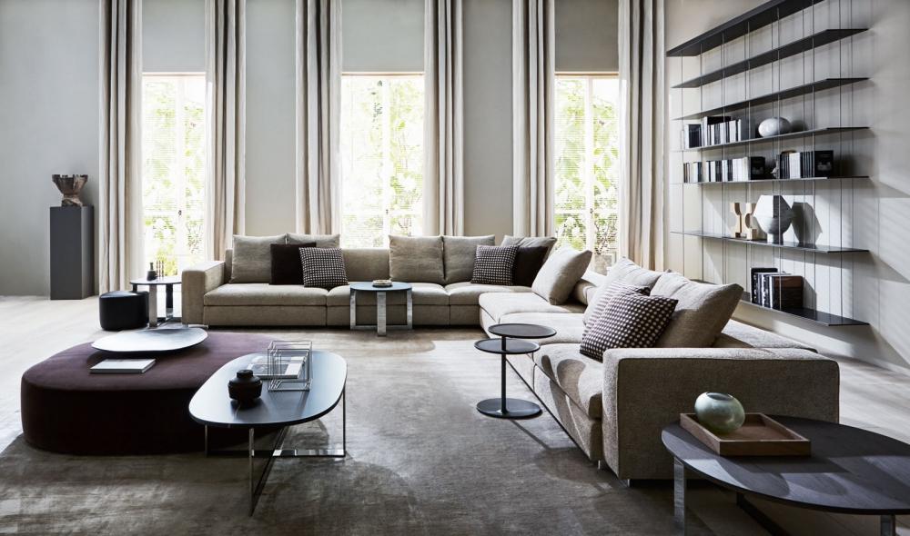 Sectional recliner fabric sofa | Turner by Molteni