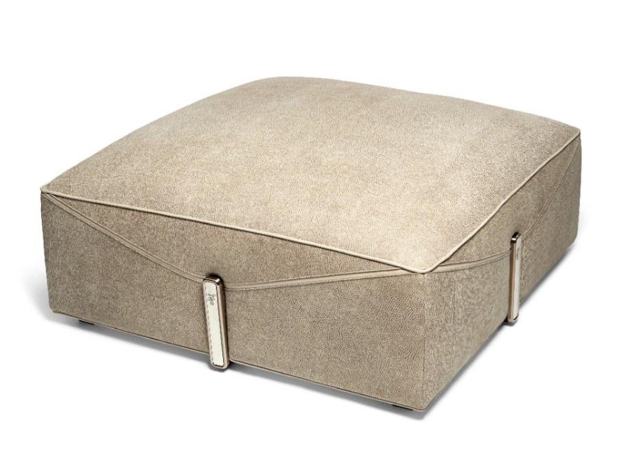 Upholstered square leather pouf | Bastian by Visionnair