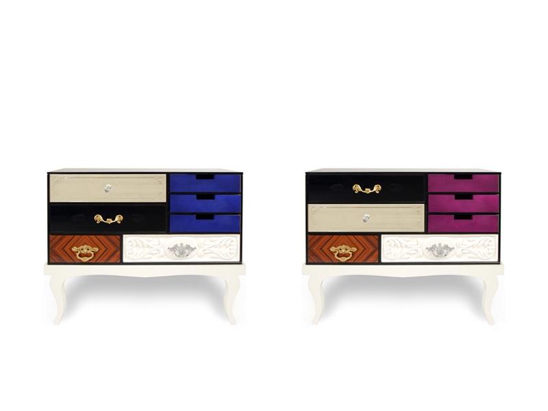 Rectangular rosewood bedside table with drawers | Soho by Boca Do Lobo