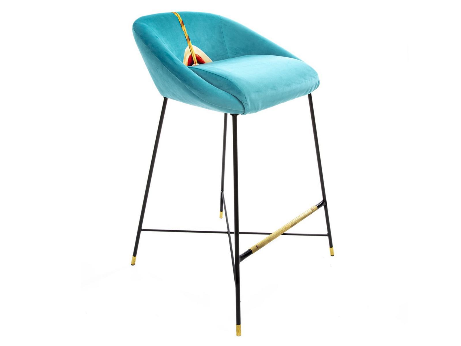 High fabric stool with back | Drill by Seletti