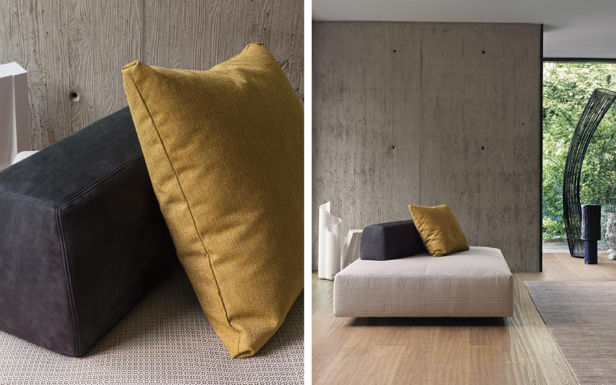 Upholstered modular fabric bench with back | Softbench by Flou