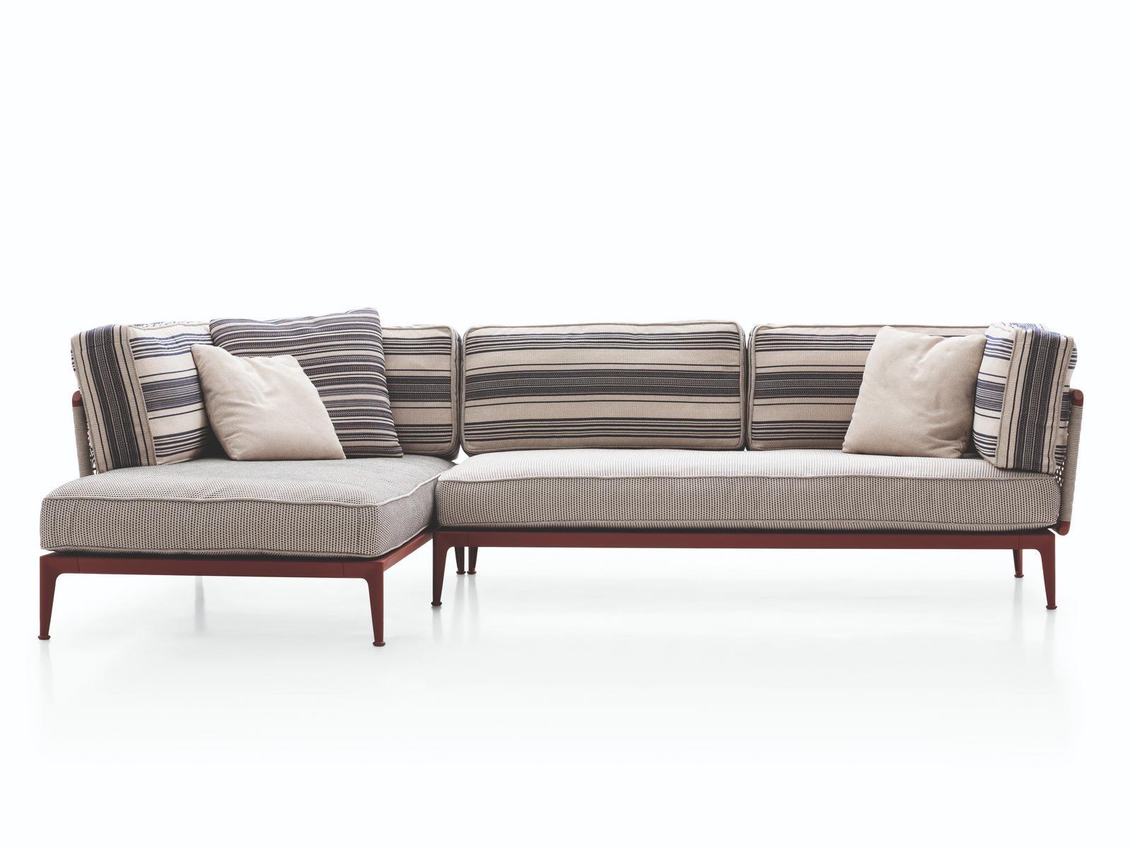 Fabric garden sofa with chaise longue | Ribes by B&B Italia