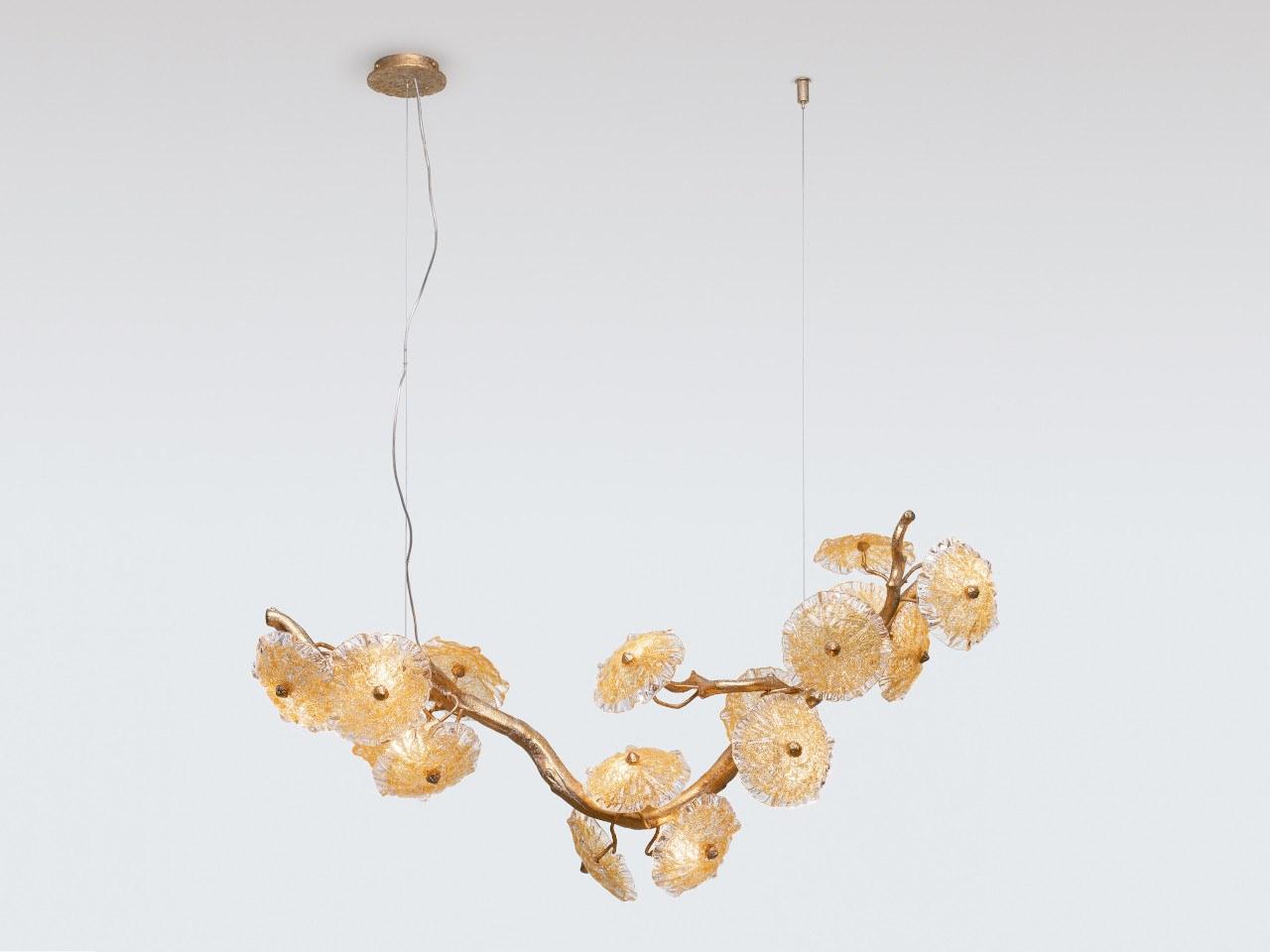 Handmade bronze pendant lamp | Nenufar Ct3377/12 by Serip