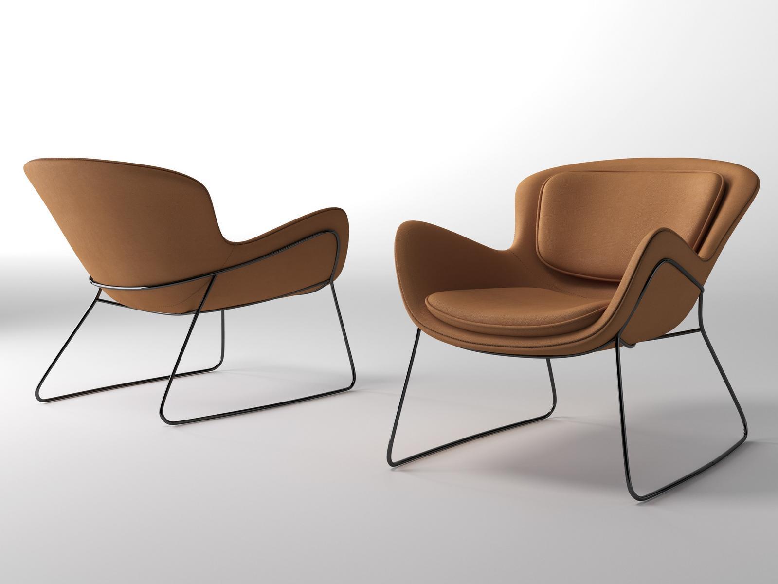 Fabric easy chair with armrests | Meghan by Riflessi