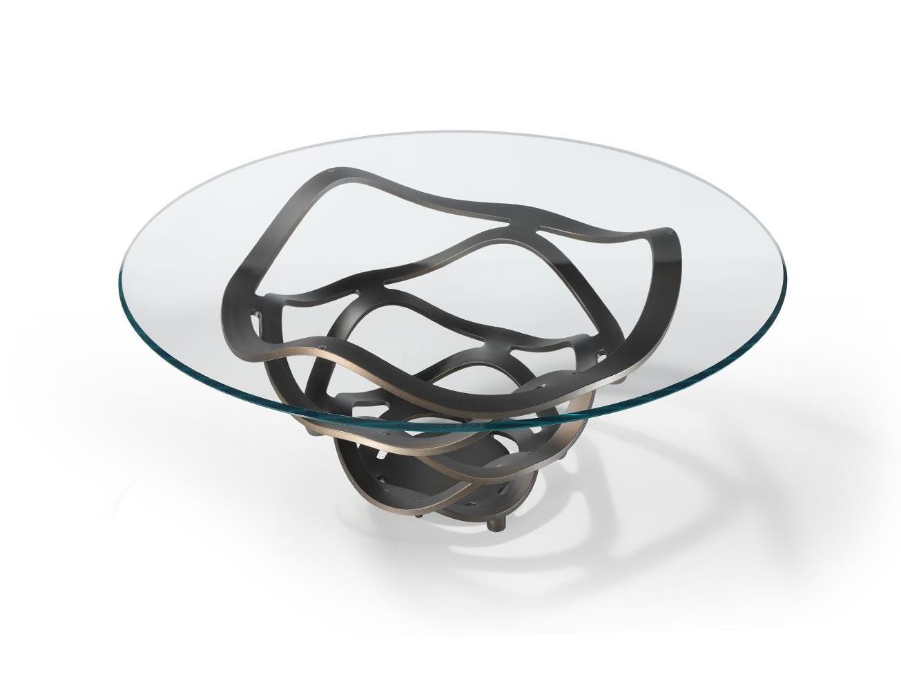 Round glass dining table | Neolitico by Reflex