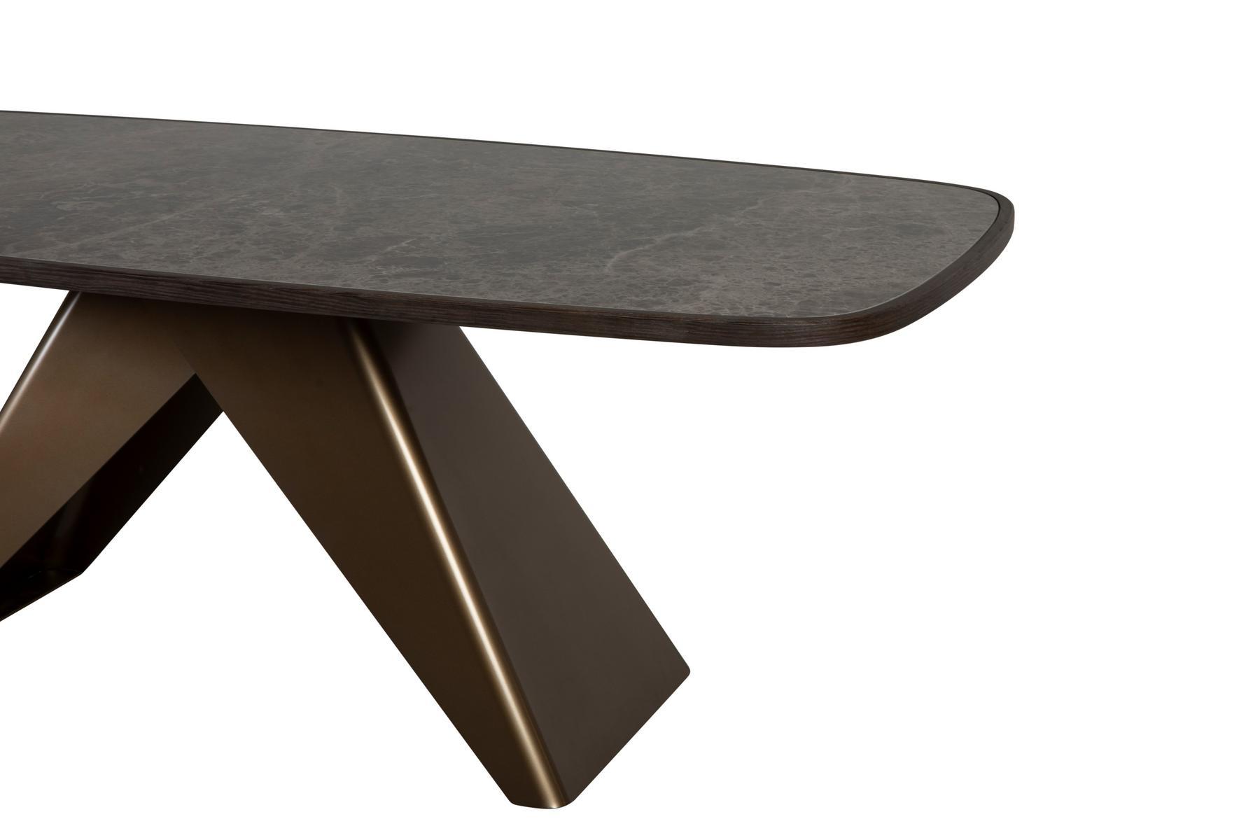 Rectangular table in porcelain stoneware and steel base | Maitre by Tonin Casa