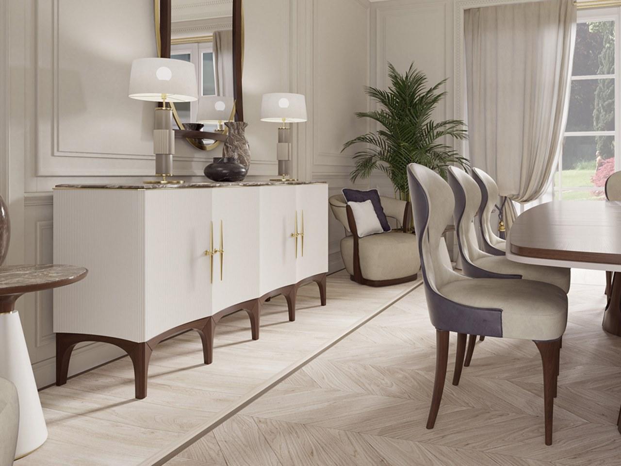 Wooden sideboard with hinged doors and marble top | Pr.483 by Stella del Mobile