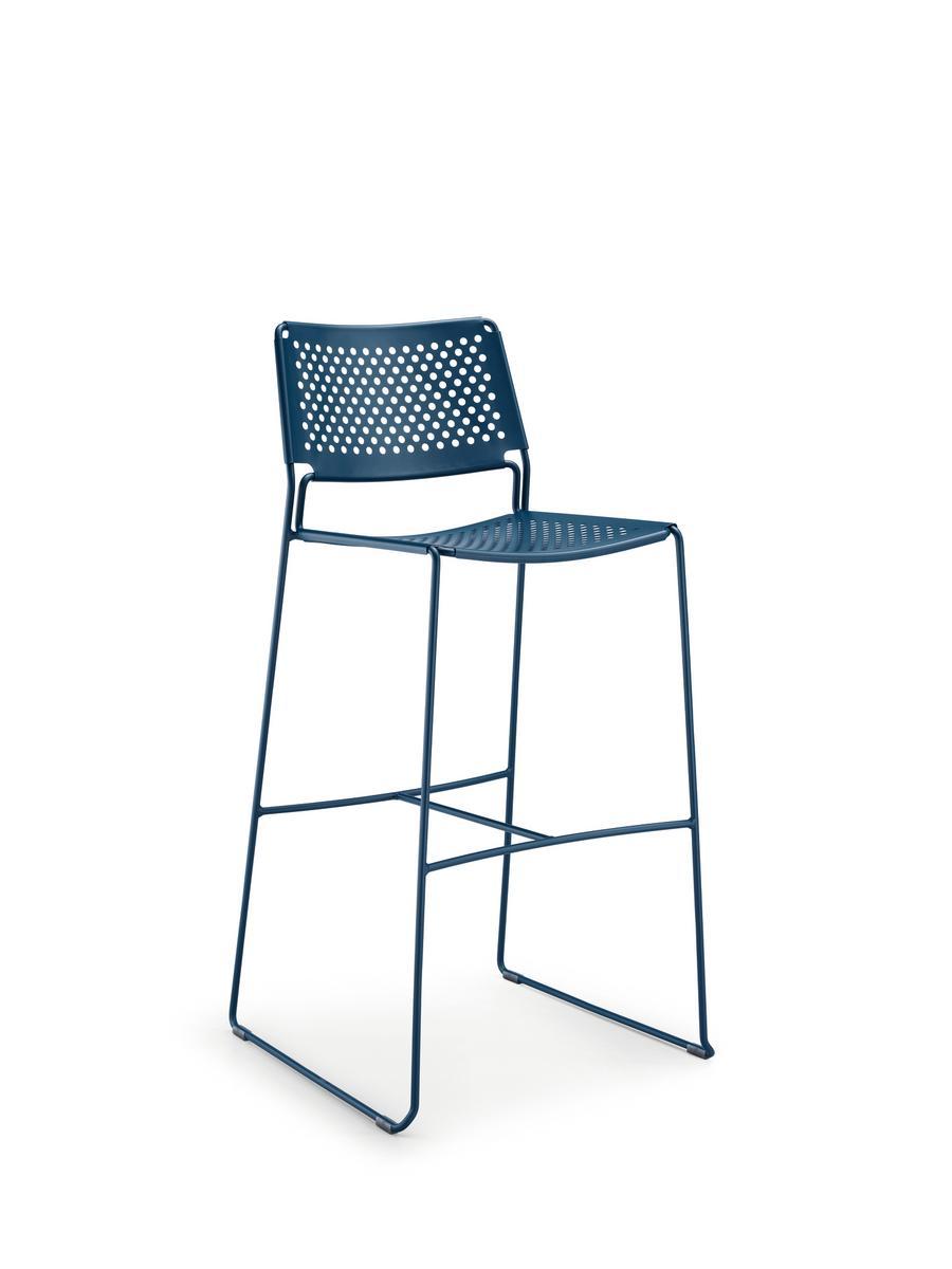 High steel garden stool with back | Slim H65 In by Midj
