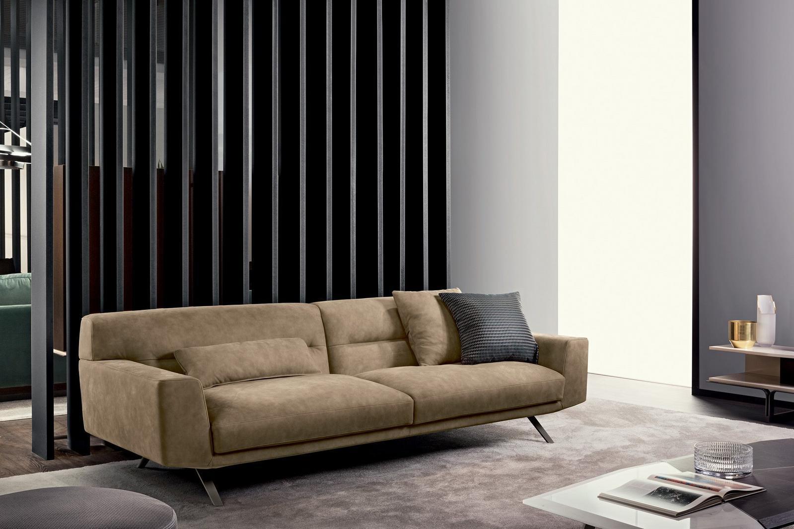 Sectional leather sofa | Feenix by Alberta Salotti