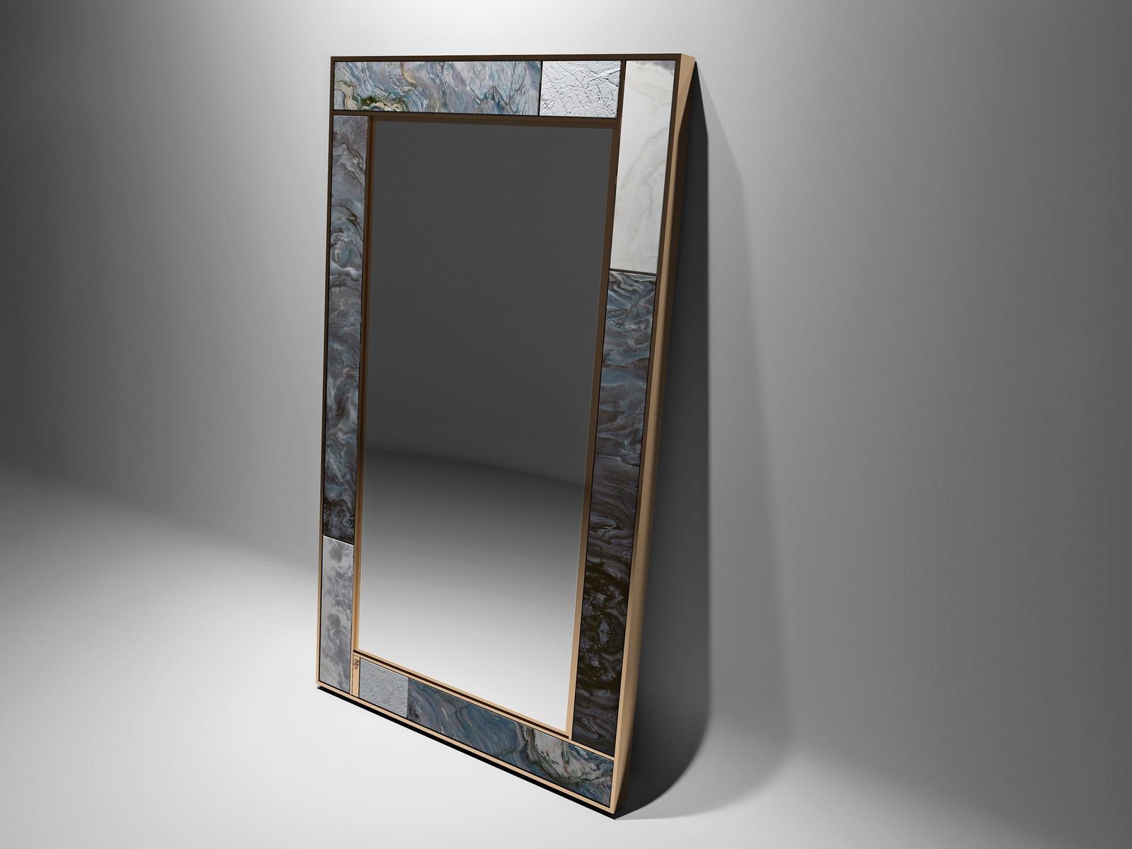 Freestanding rectangular marble mirror | Polidoro by Visionnair