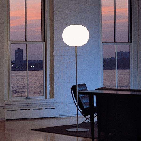 Opal glass floor lamp | Glo-ball F by Flos