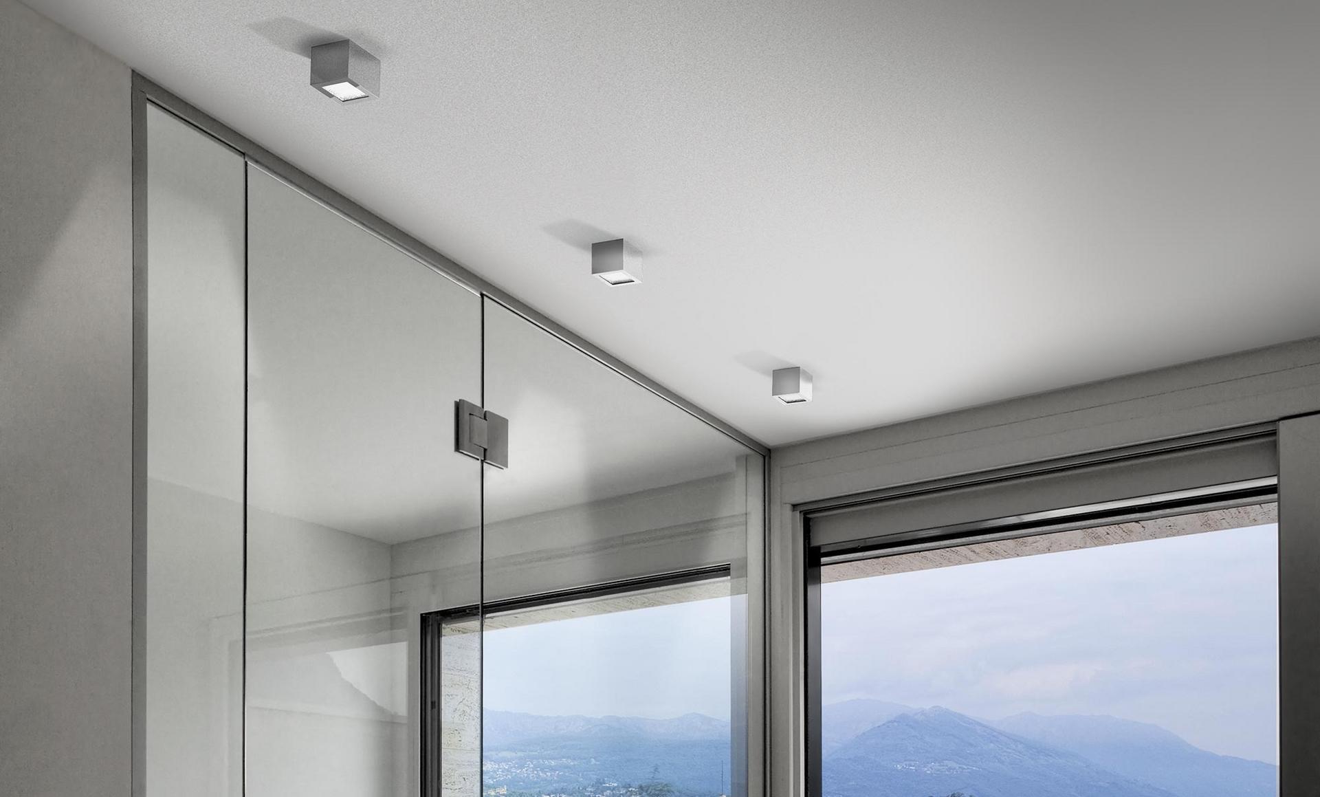 Glass and aluminium wall lamp / ceiling lamp | Three by Panzeri