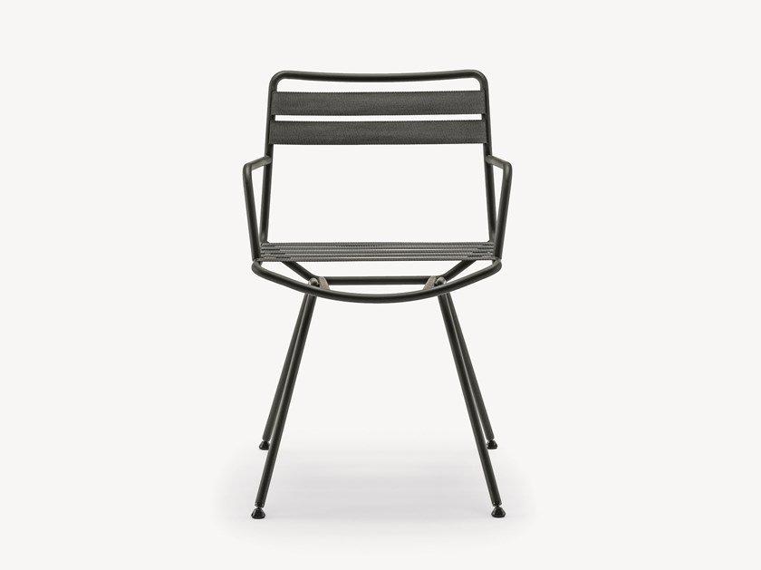 Steel garden chair with armrests | Dan Outdoor 2074 by Zanotta