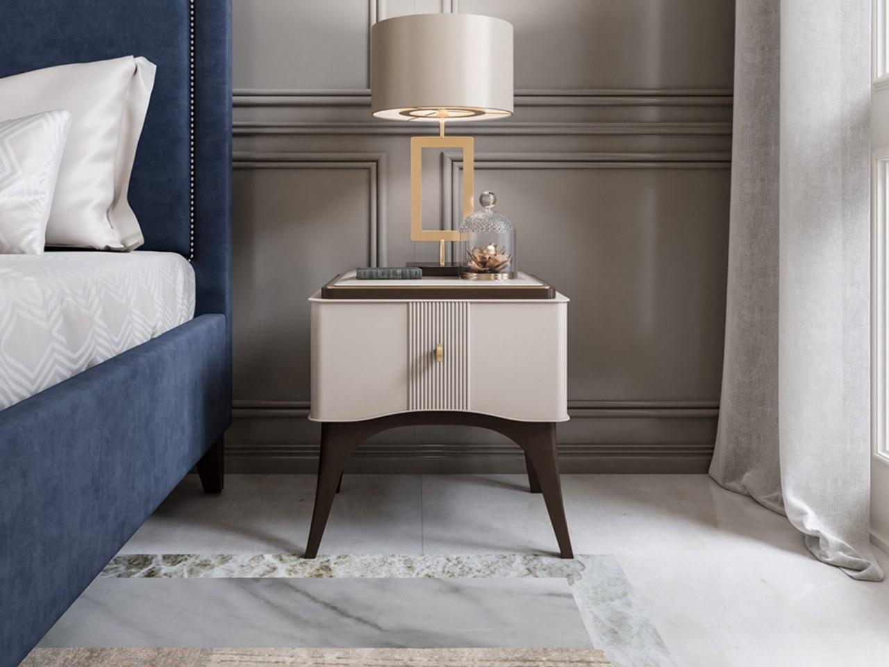 Rectangular bedside table with glass top | Pr.137 by Stella del Mobile