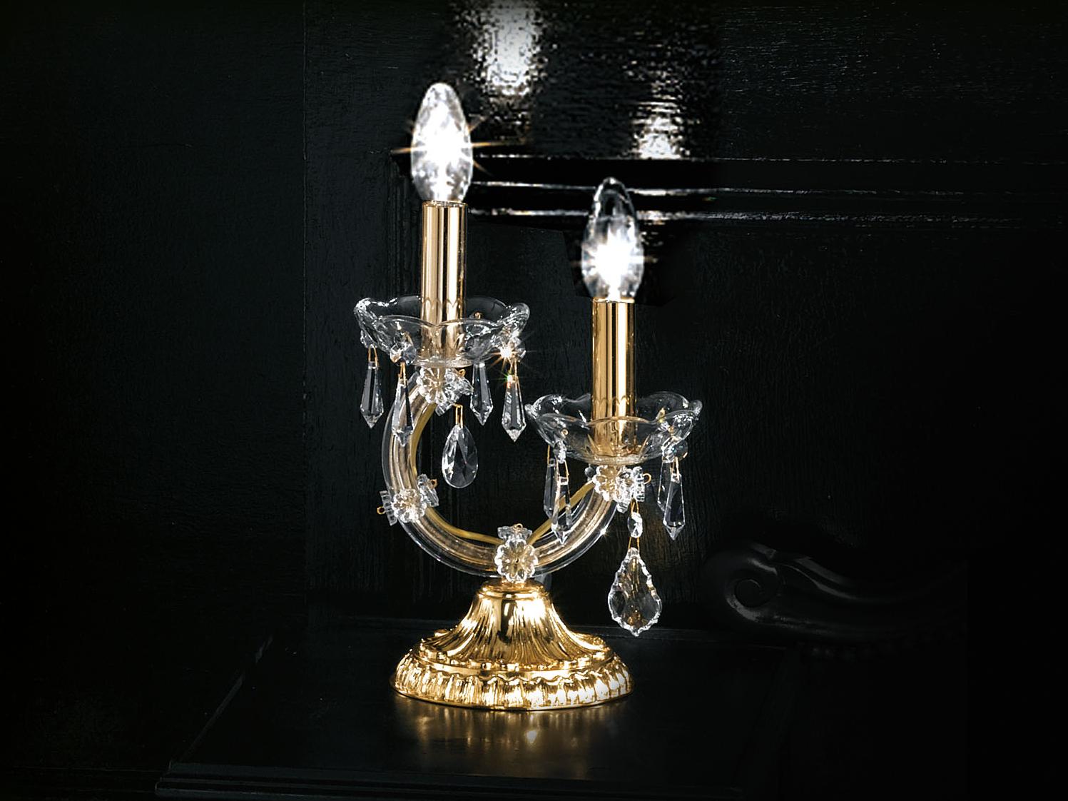 Direct light incandescent metal table lamp with crystals | Maria Teresa Ve 944 Tl1 / Tl2 / Tl3 by Masiero