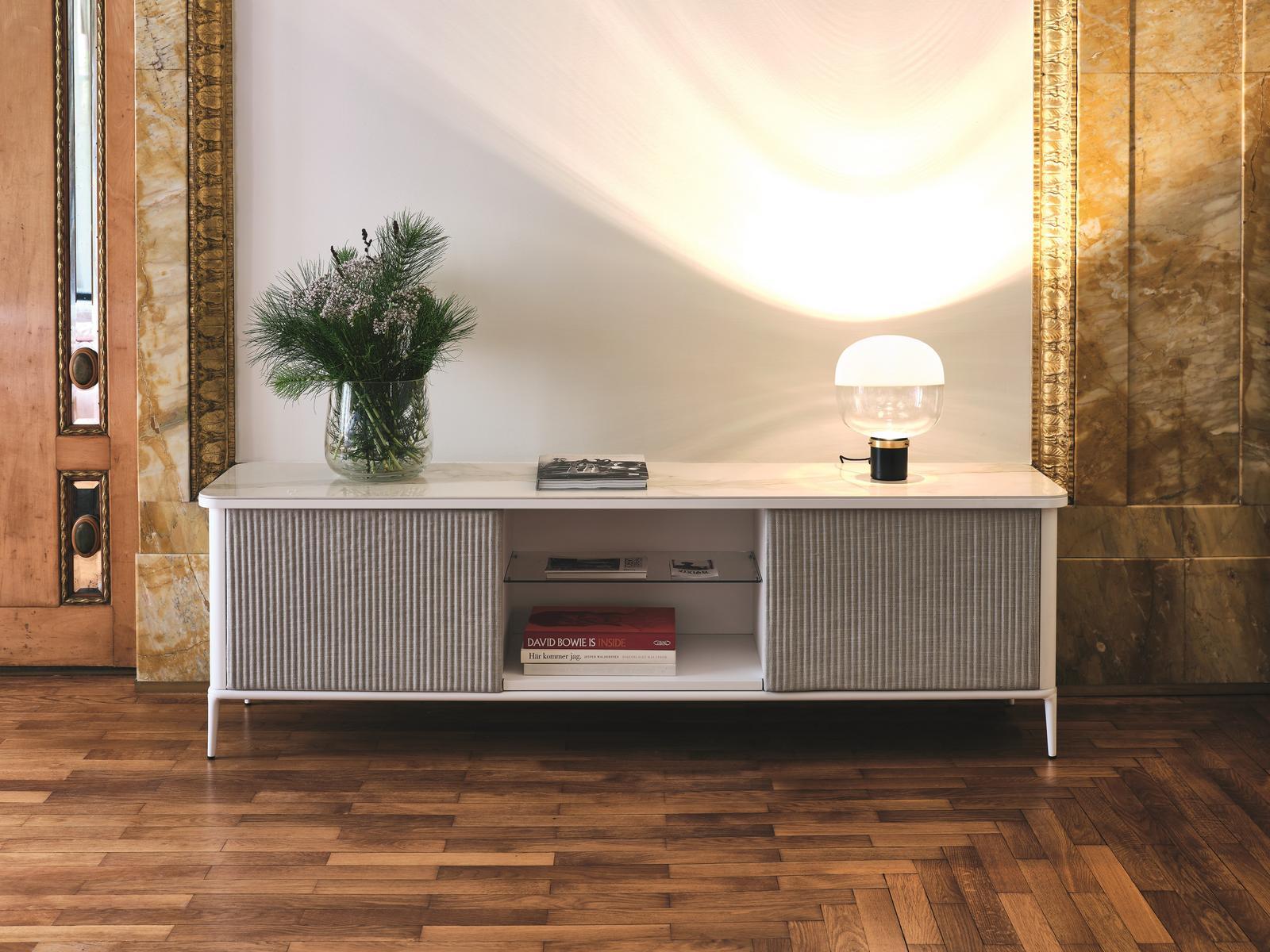 Wooden sideboard with hinged doors and ceramic top | Lea by Midj