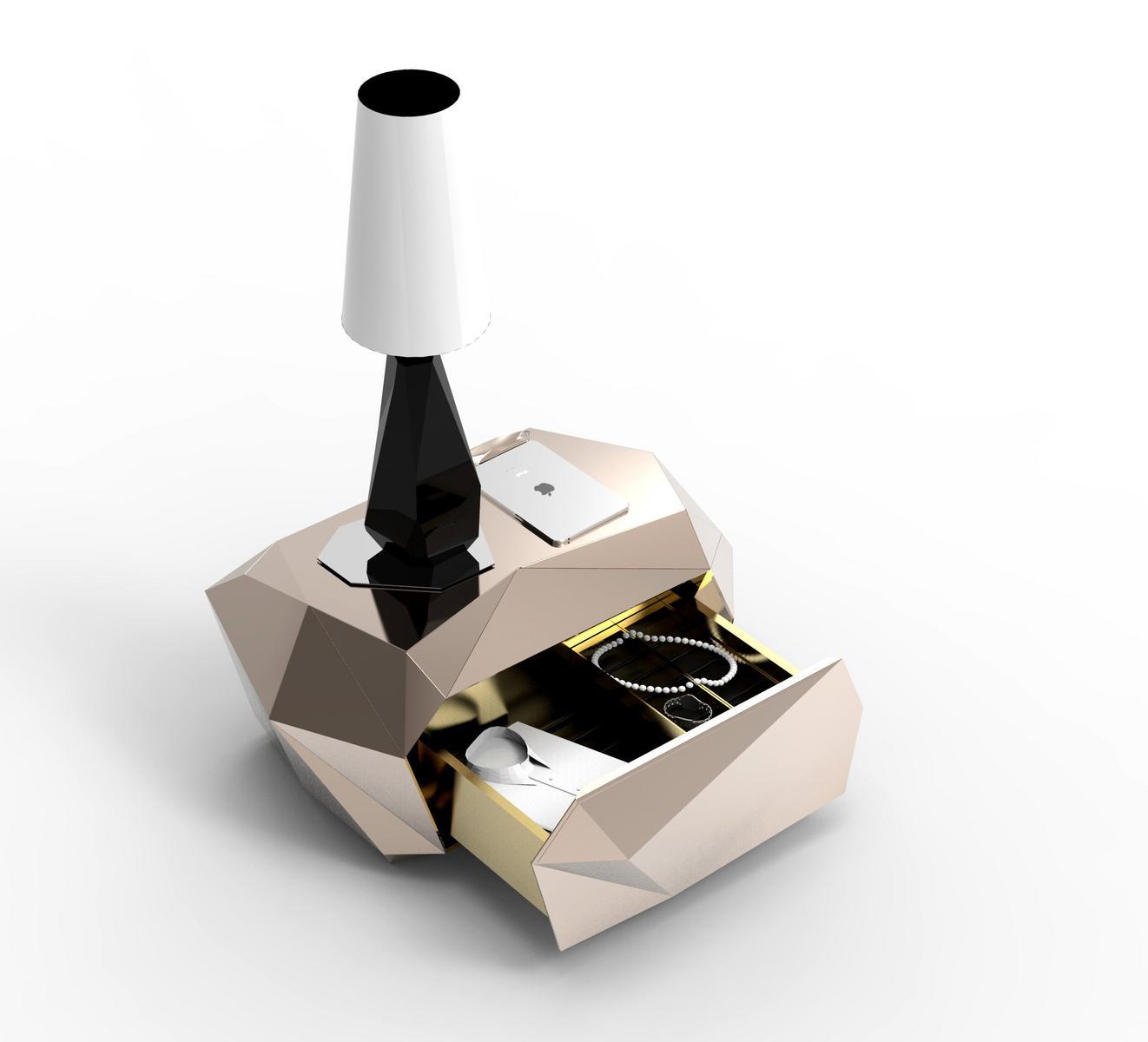 Rounded wooden bedside table with drawers | Diamond by Boca Do Lobo