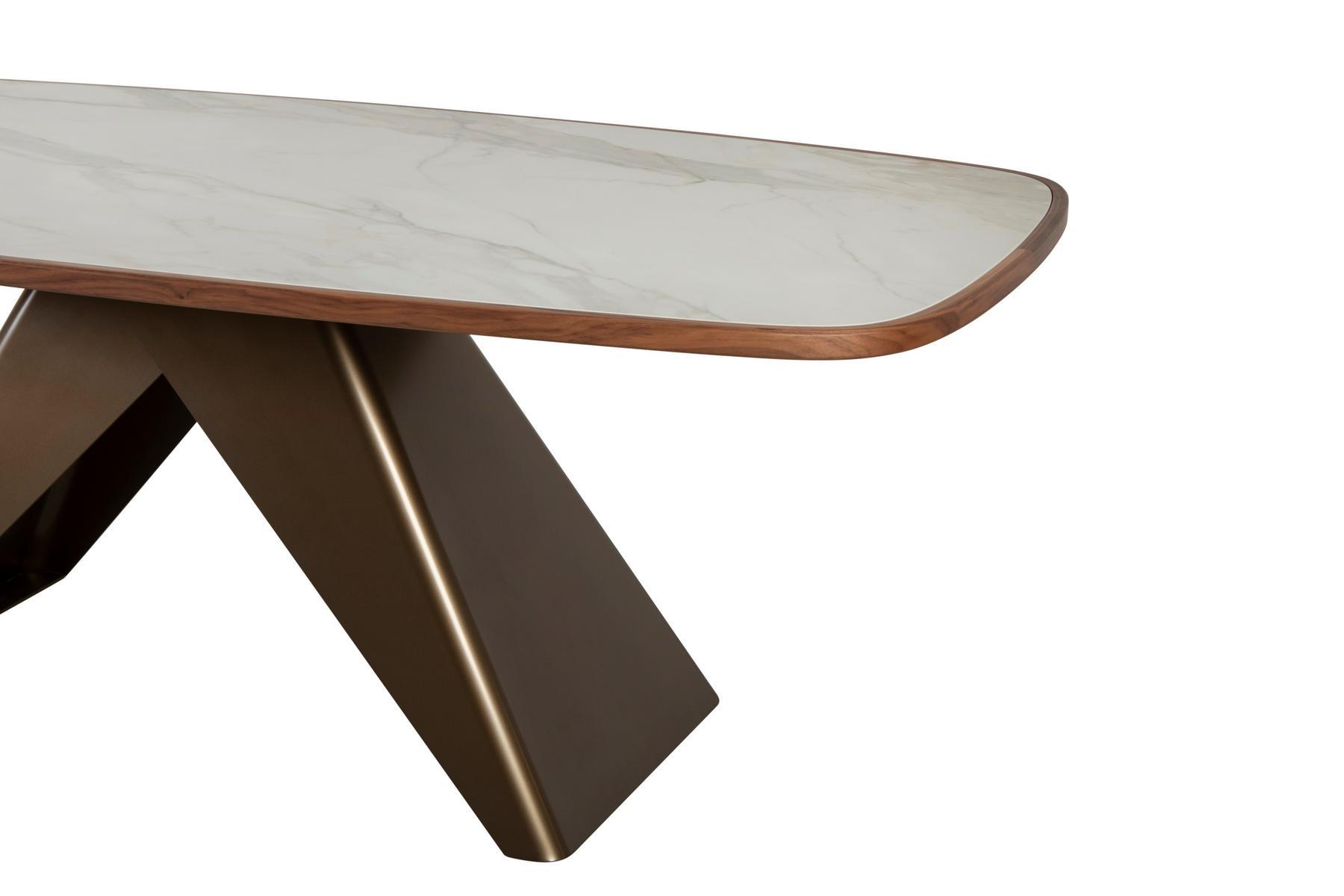 Rectangular table in porcelain stoneware and steel base | Maitre by Tonin Casa