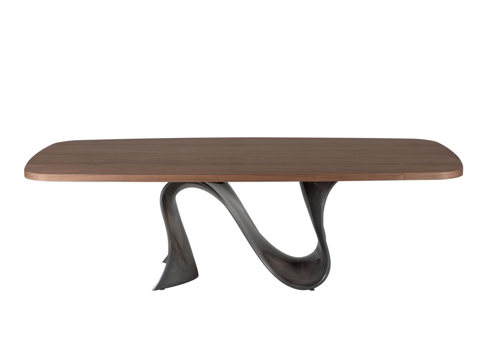 Rectangular walnut table with Baydur® base | Wave by Tonin Casa
