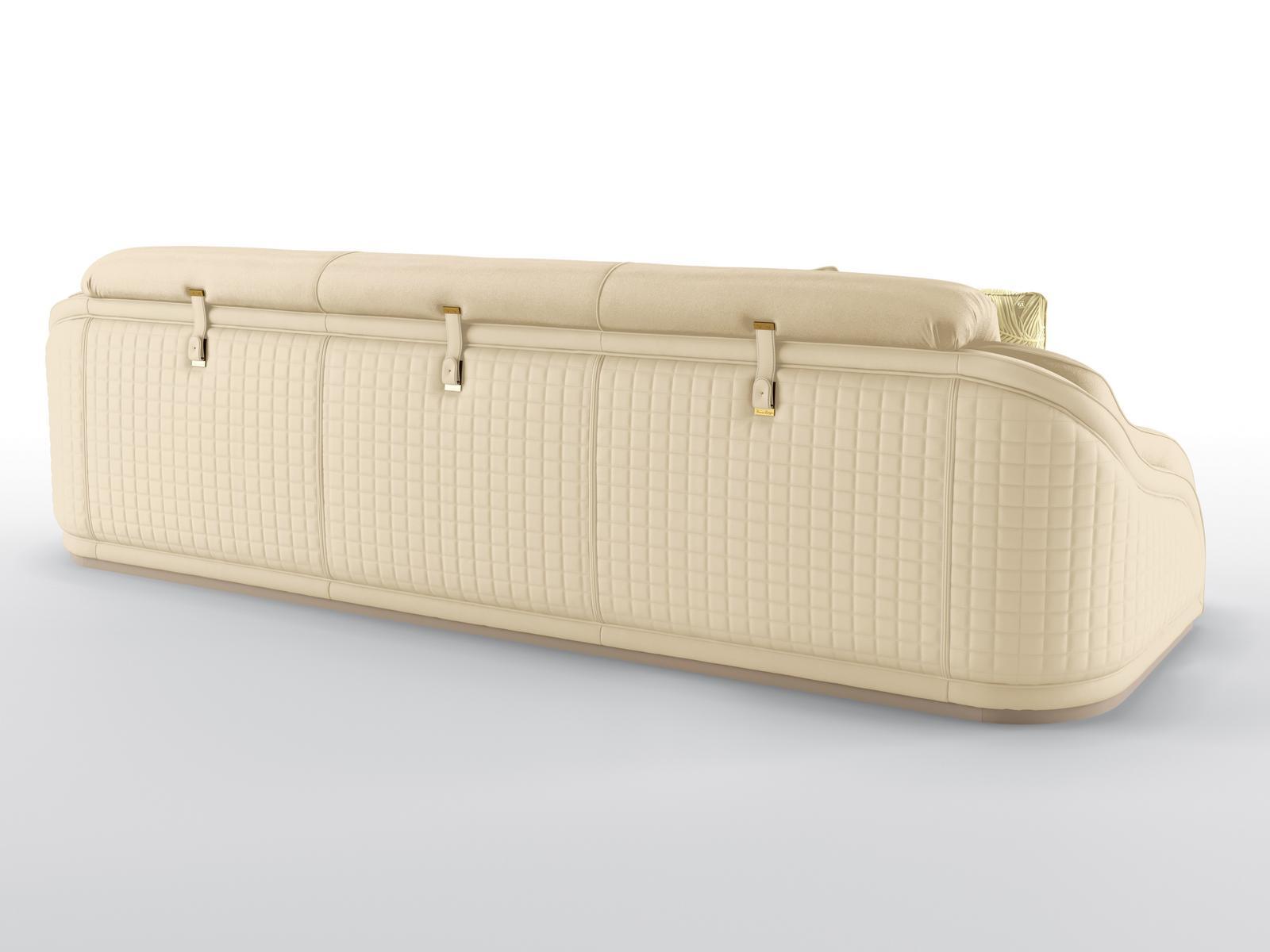 4 seater sofa in leather and velvet | Poseidon by Bruno Zampa