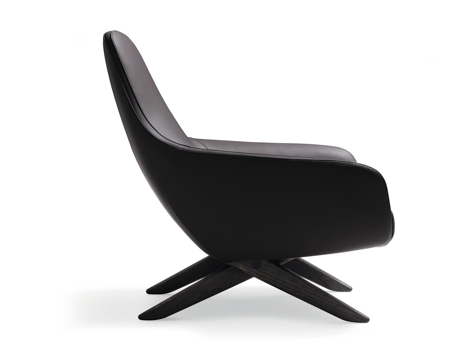 Upholstered leather armchair with armrests | Marlon by Poliform