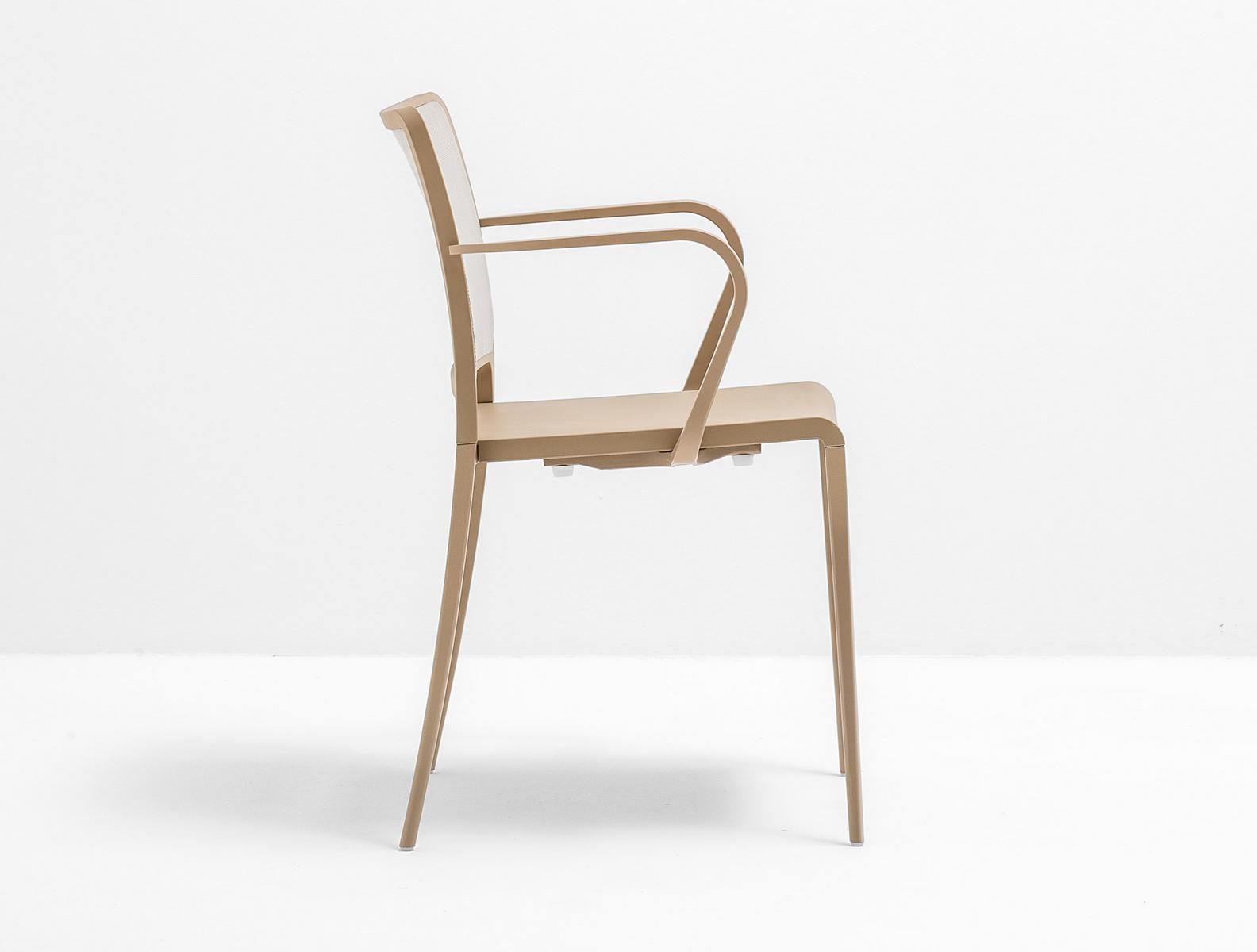 Stackable aluminium chair with armrests | Mya 706/2 by Pedrali