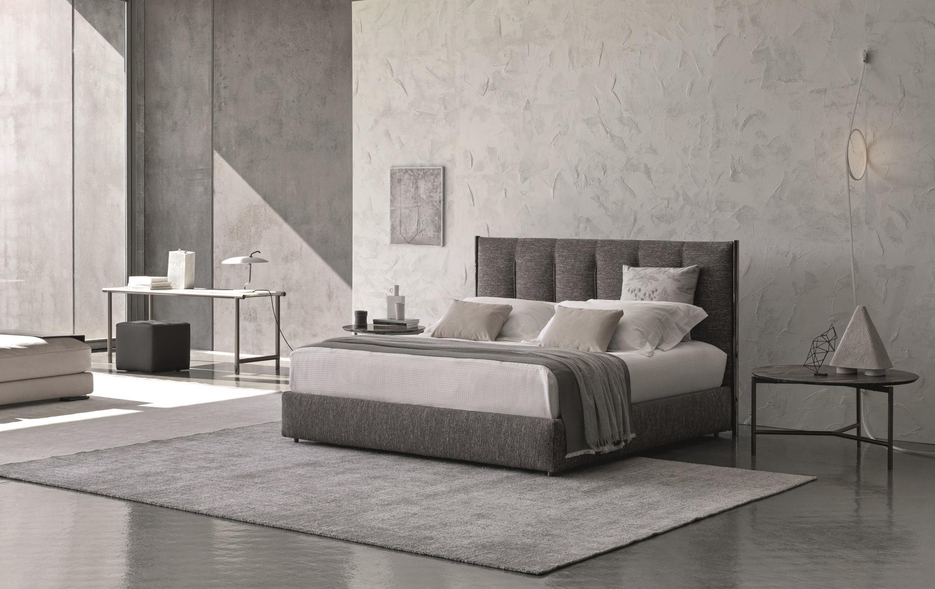 Fabric double bed with high headboard | Koi by Flou