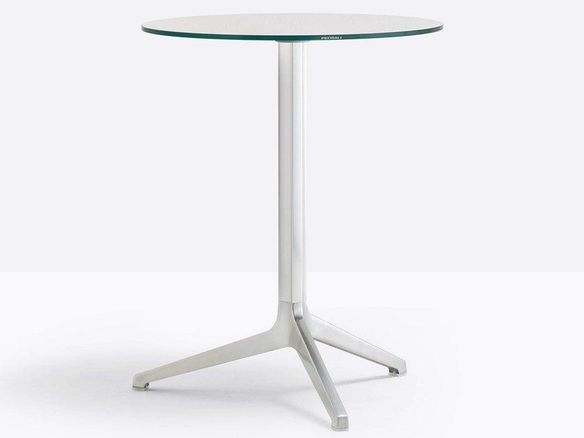 Drop-leaf stackable glass and aluminium table | Ypsilon 4790v by Pedrali