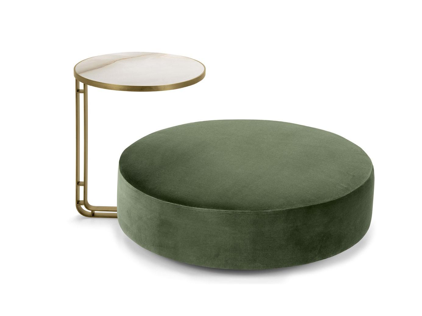 Upholstered round fabric pouf | Febe by Domingo salotti