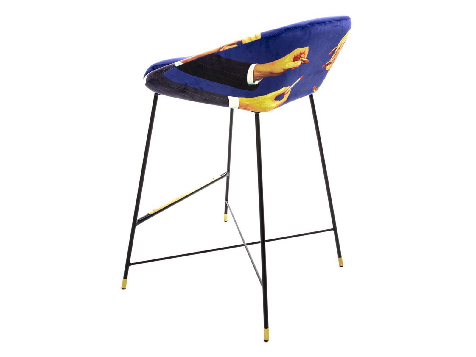 High fabric stool with back | Lipsticks by Seletti